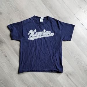 Vintage Xavier Musketeers Shirt M Mens Short Sleeve Blue Cotton Crew NCAA 90s